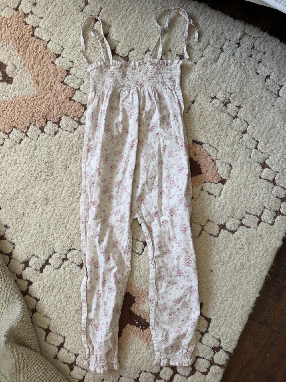 Jamie Kay White Romper with Pink Floral Print size 4